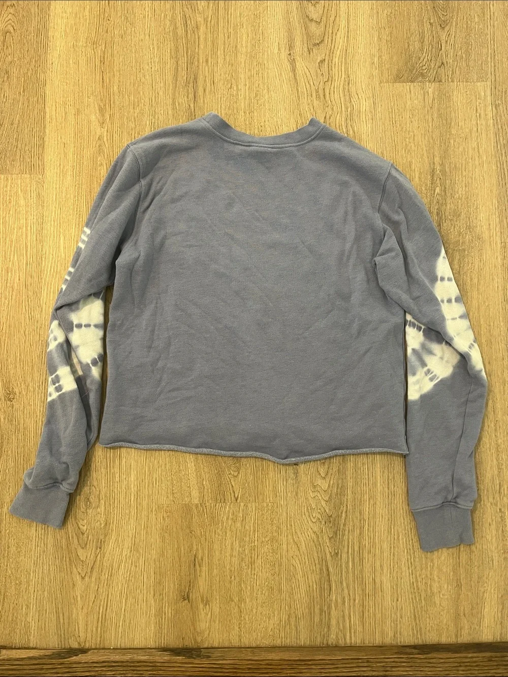 Mighty Fine Blue Tie-Dye Sleeve Sweatshirt with Van Gogh Floral Graphic - Picture 4 of 4